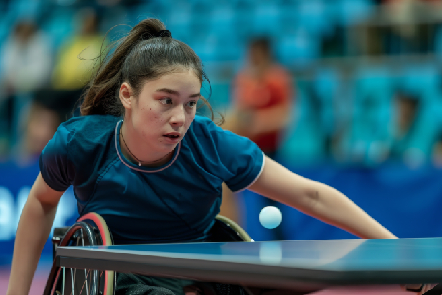 A student practicing high-frequency backhand loops at the best table tennis academy near Seoni.