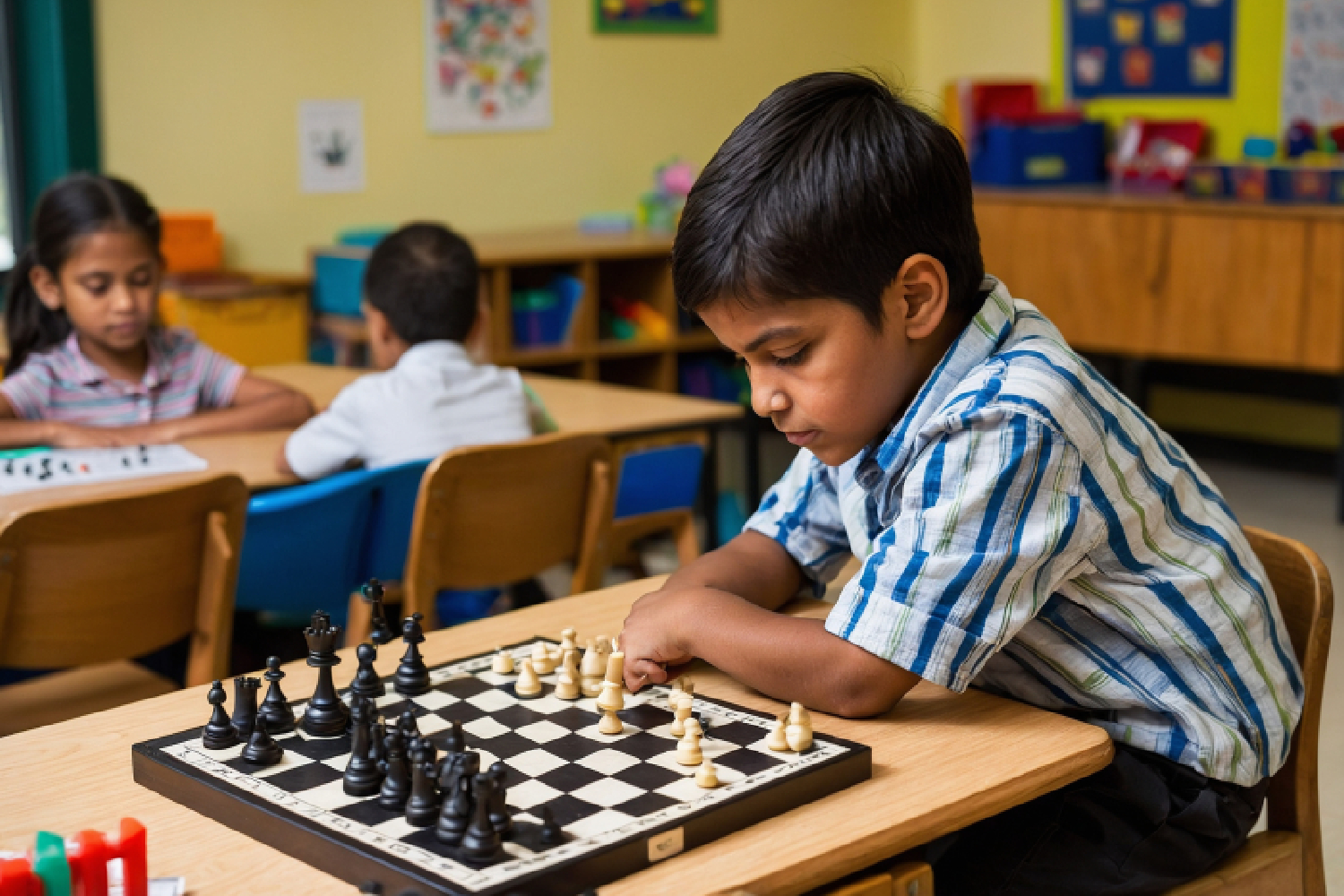 Deciding the winning move with our Chess coaching academy Seoni and lawn tennis